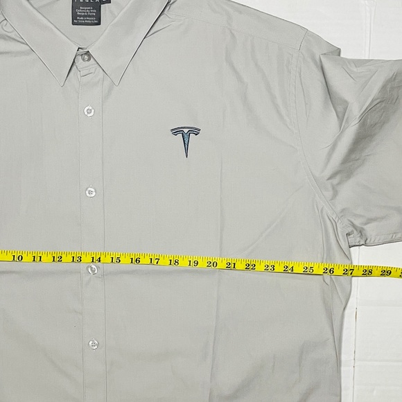 TESLA Shirt Mens 3XL Button Up Gray Embroidered Employee Workwear Long Sleeve - Picture 6 of 7
